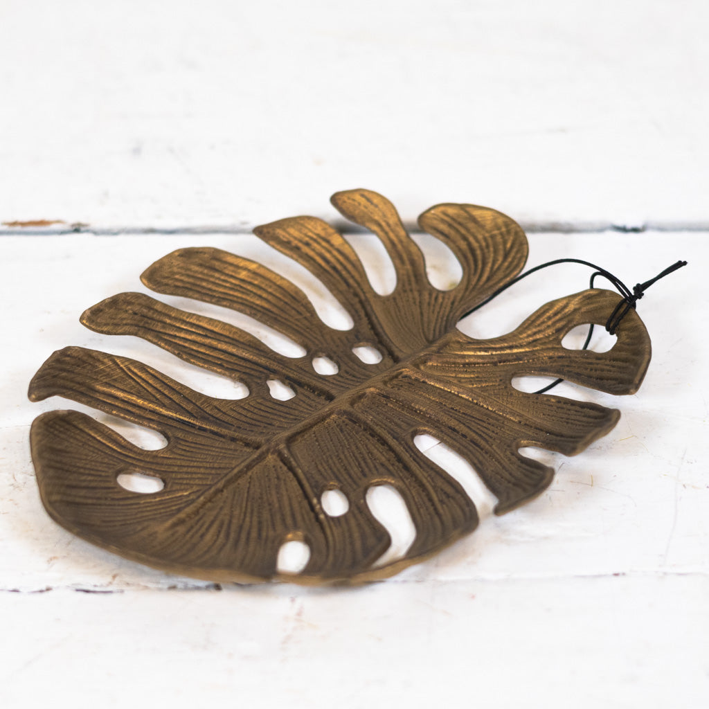 Monstera Leaf Antique Gold Finish