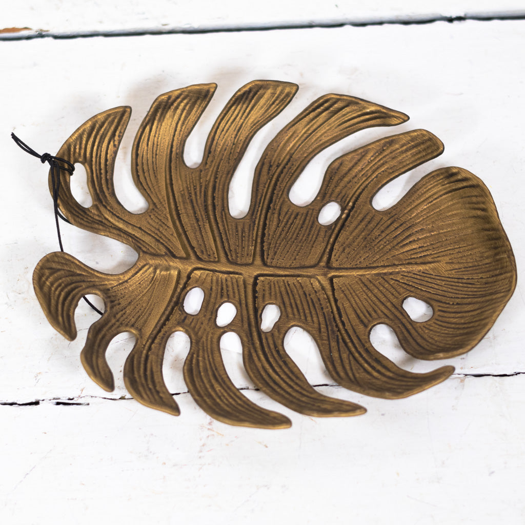 Monstera Leaf Antique Gold Finish