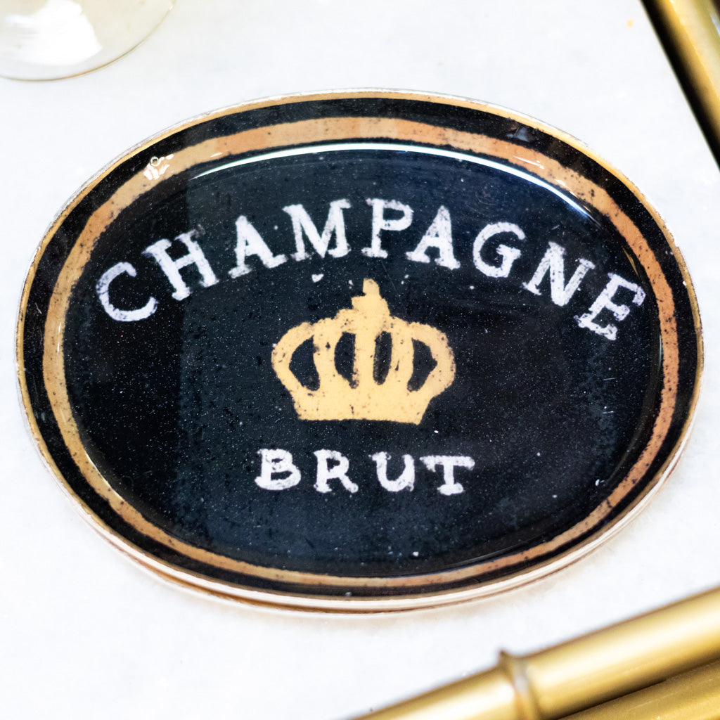 Enameled Metal Tray "Champagne Brut"