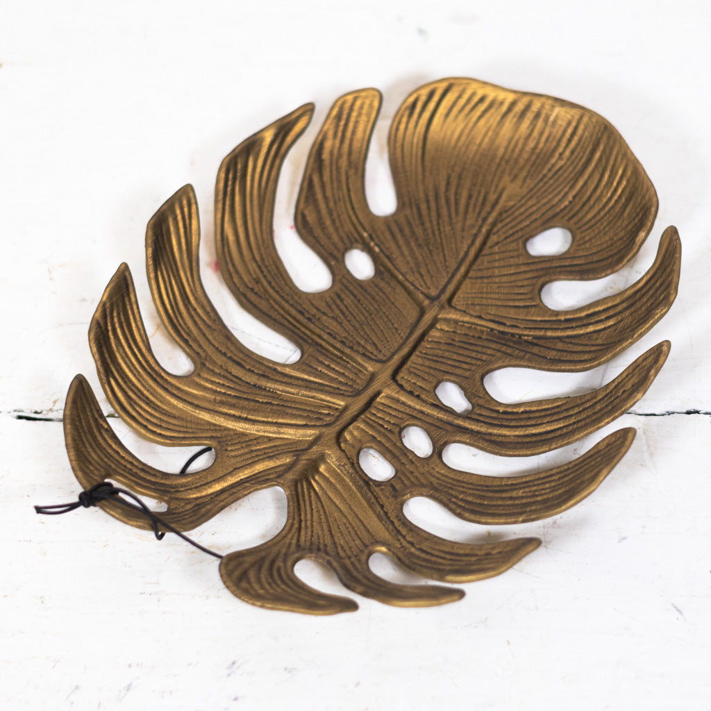 Monstera Leaf Antique Gold Finish