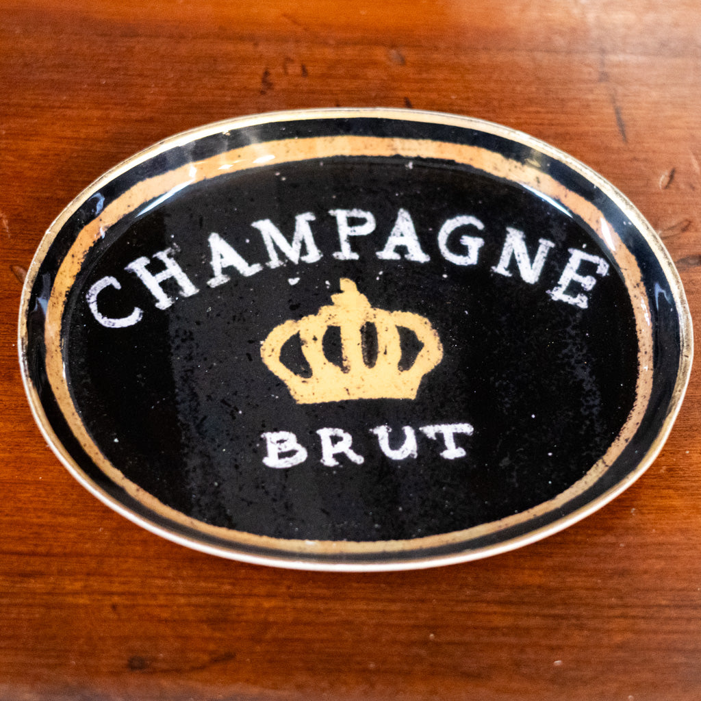 Enameled Metal Tray "Champagne Brut"