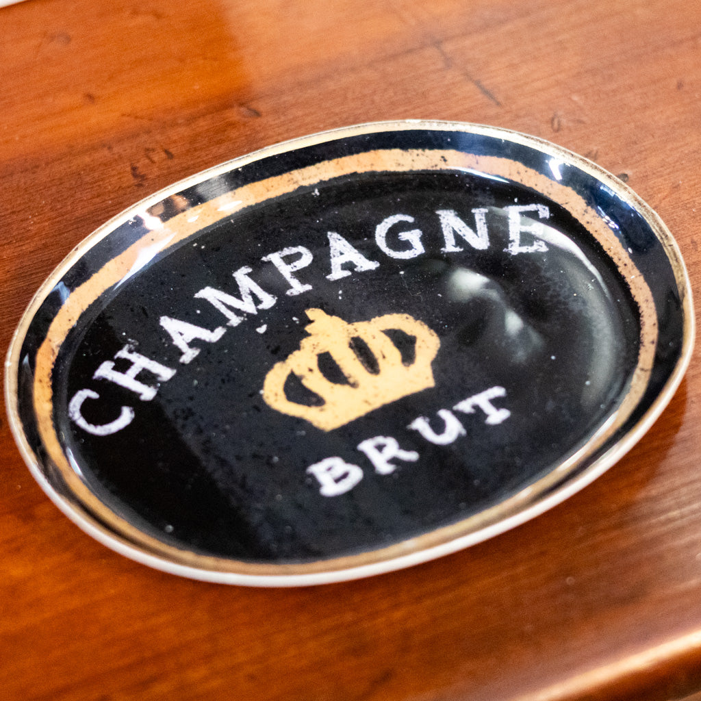 Enameled Metal Tray "Champagne Brut"