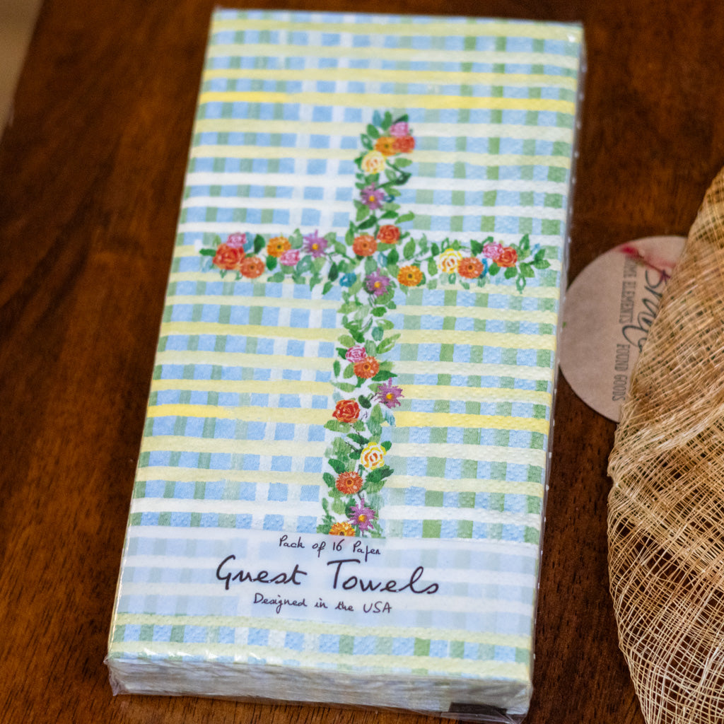 Paper Guest Towel Cross with Flowers