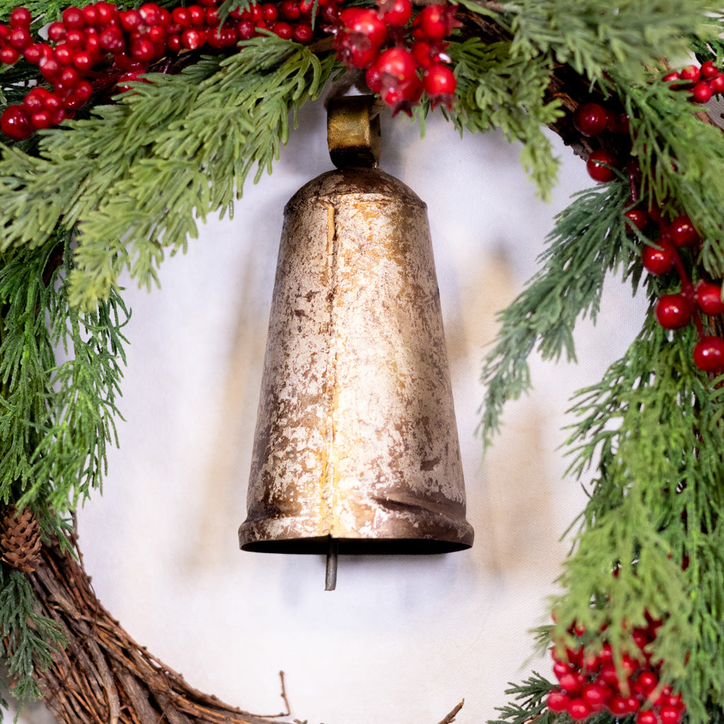 Burnt Iron Antique Bell with Rope