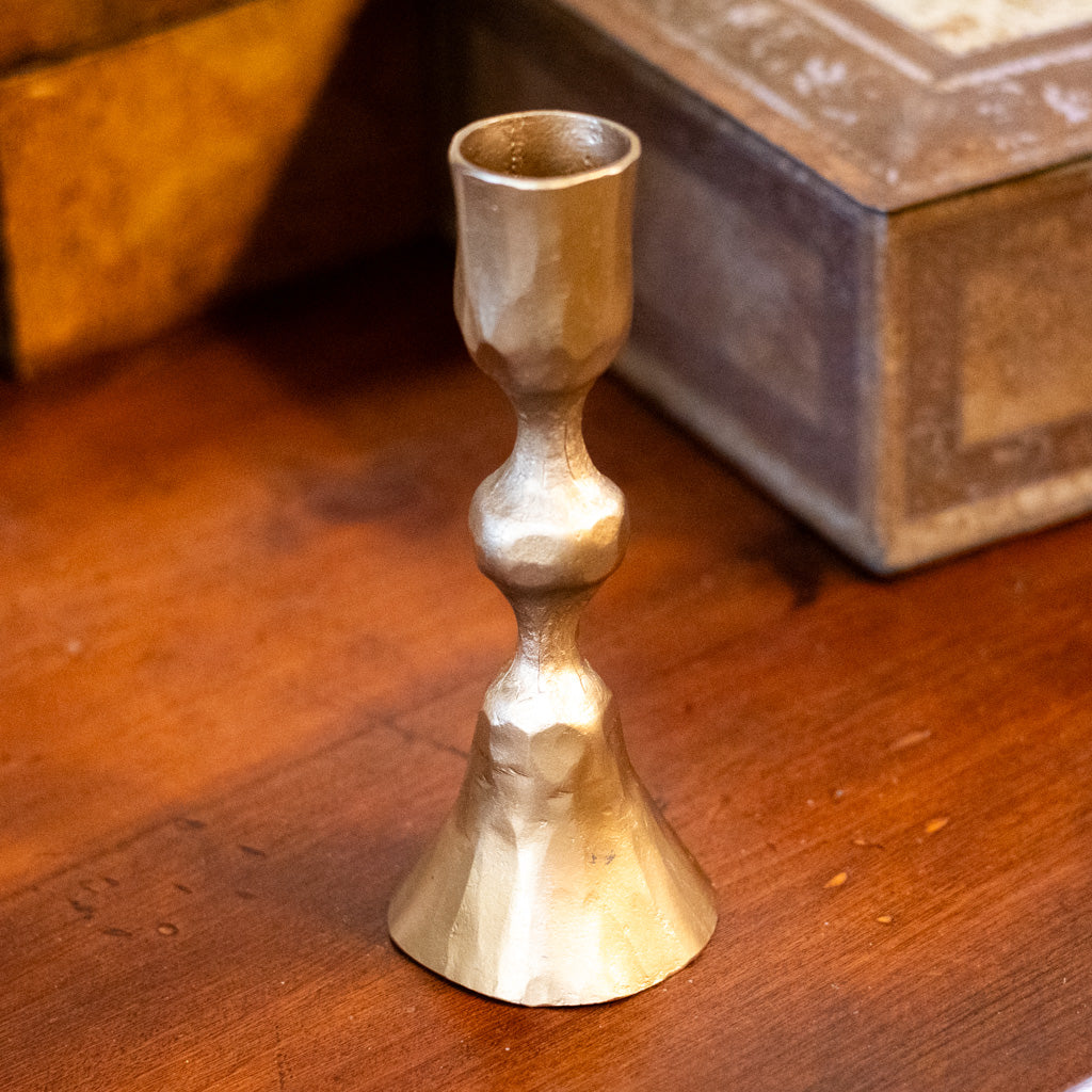 Round Hand-Forged Cast Iron Taper Holder Short