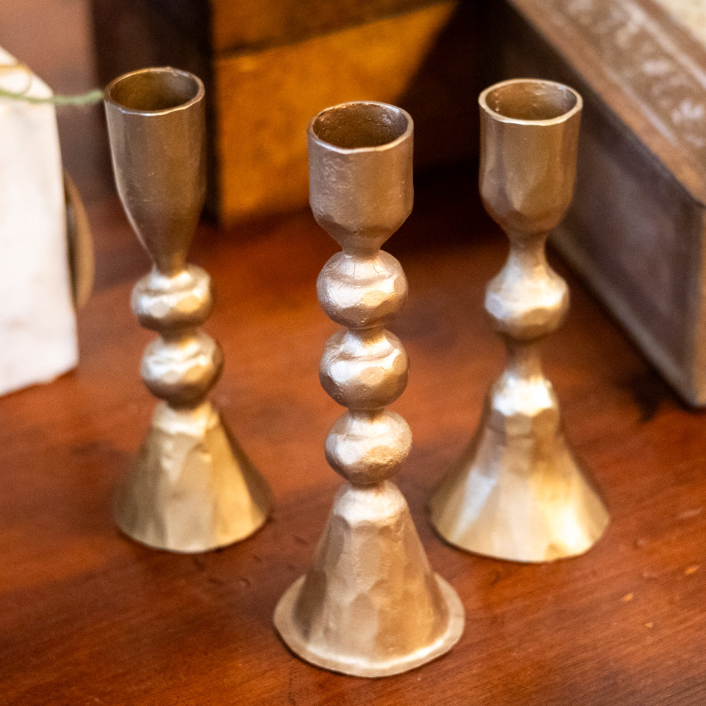 Round Hand-Forged Cast Iron Taper Holder Tall