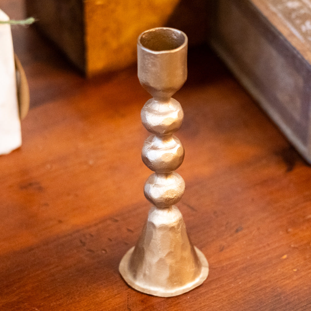Round Hand-Forged Cast Iron Taper Holder Tall