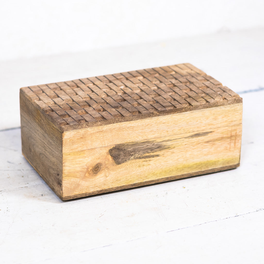 Carved Natural Mango Wood Box