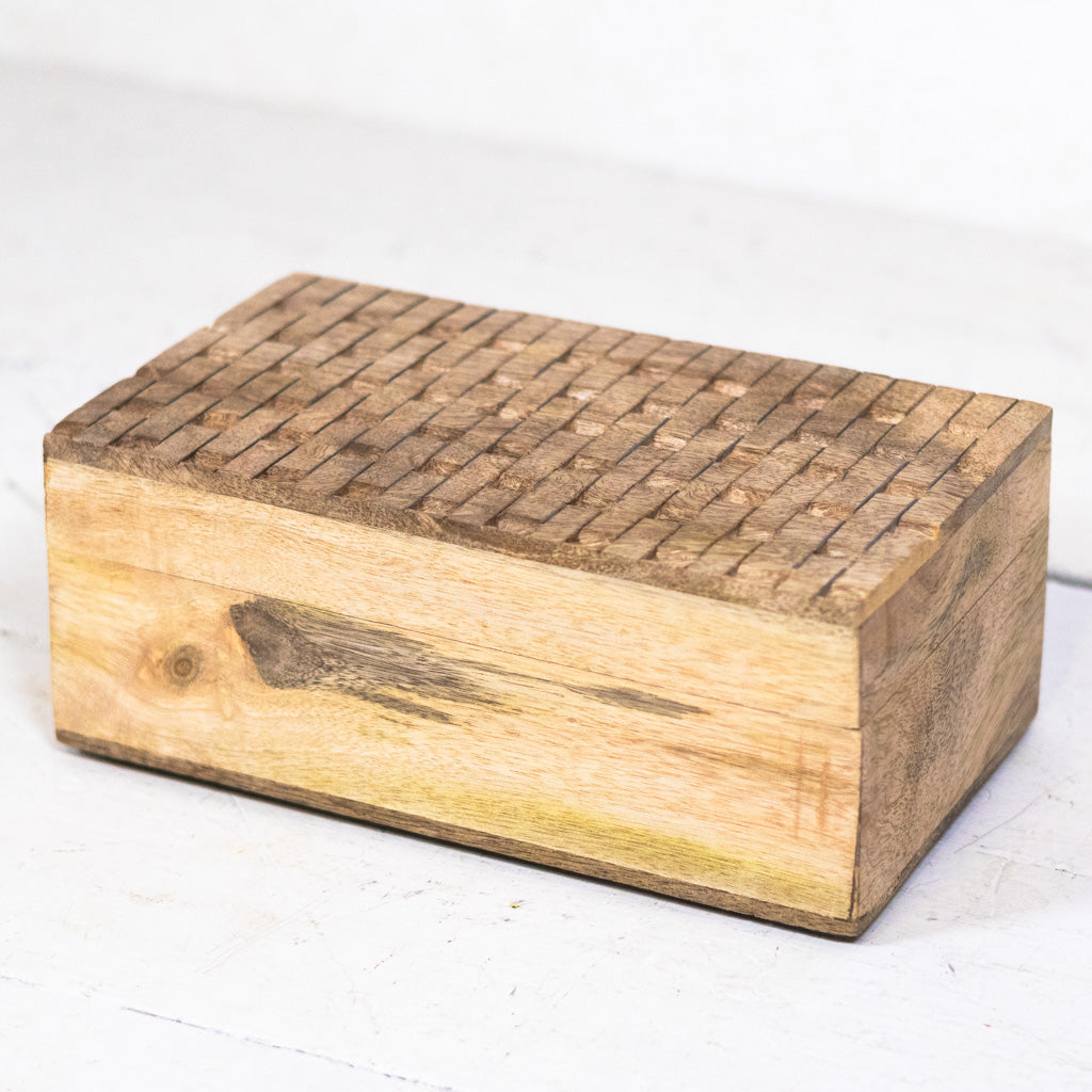 Carved Natural Mango Wood Box