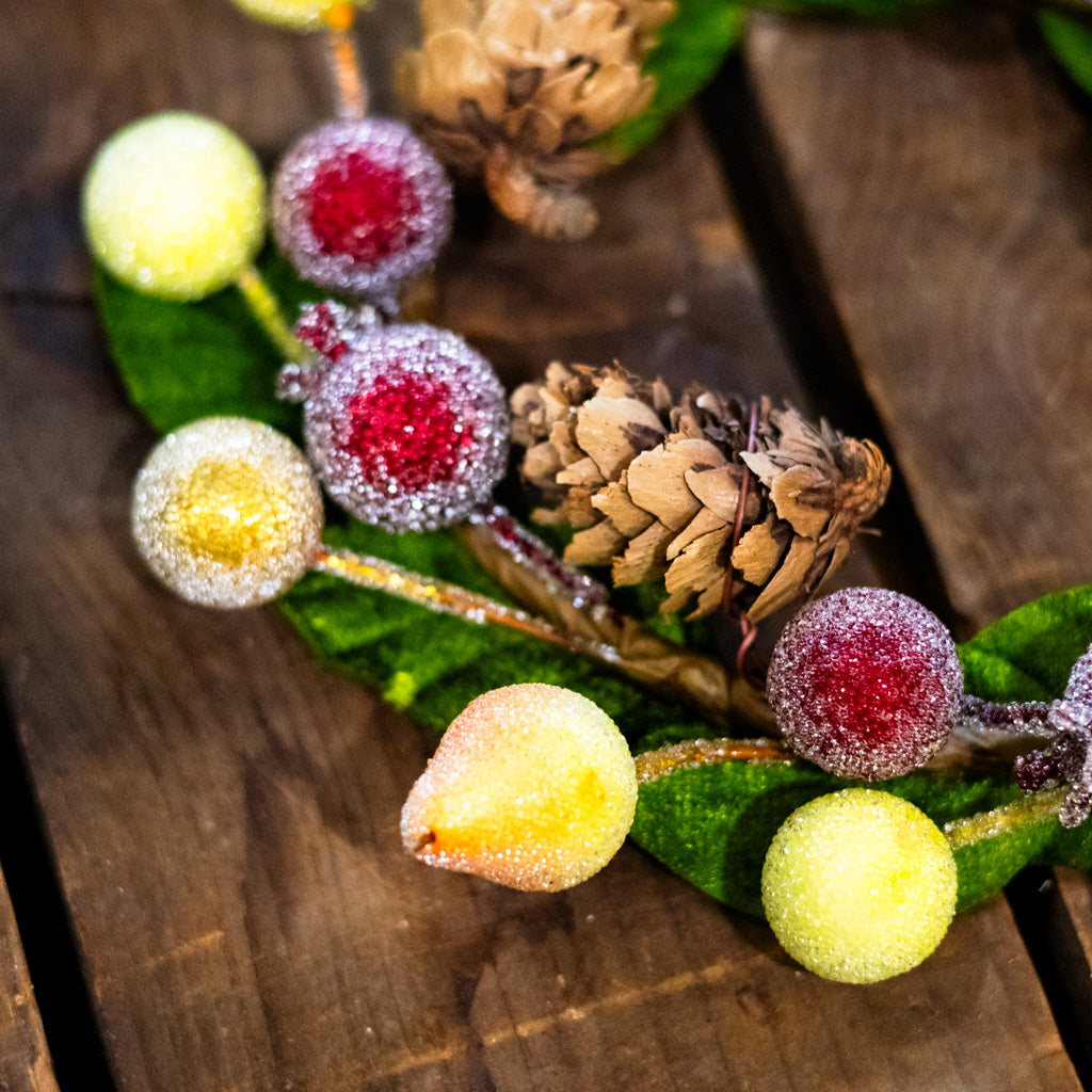 Mini Della Robbia Fruit Pine Candle Ring