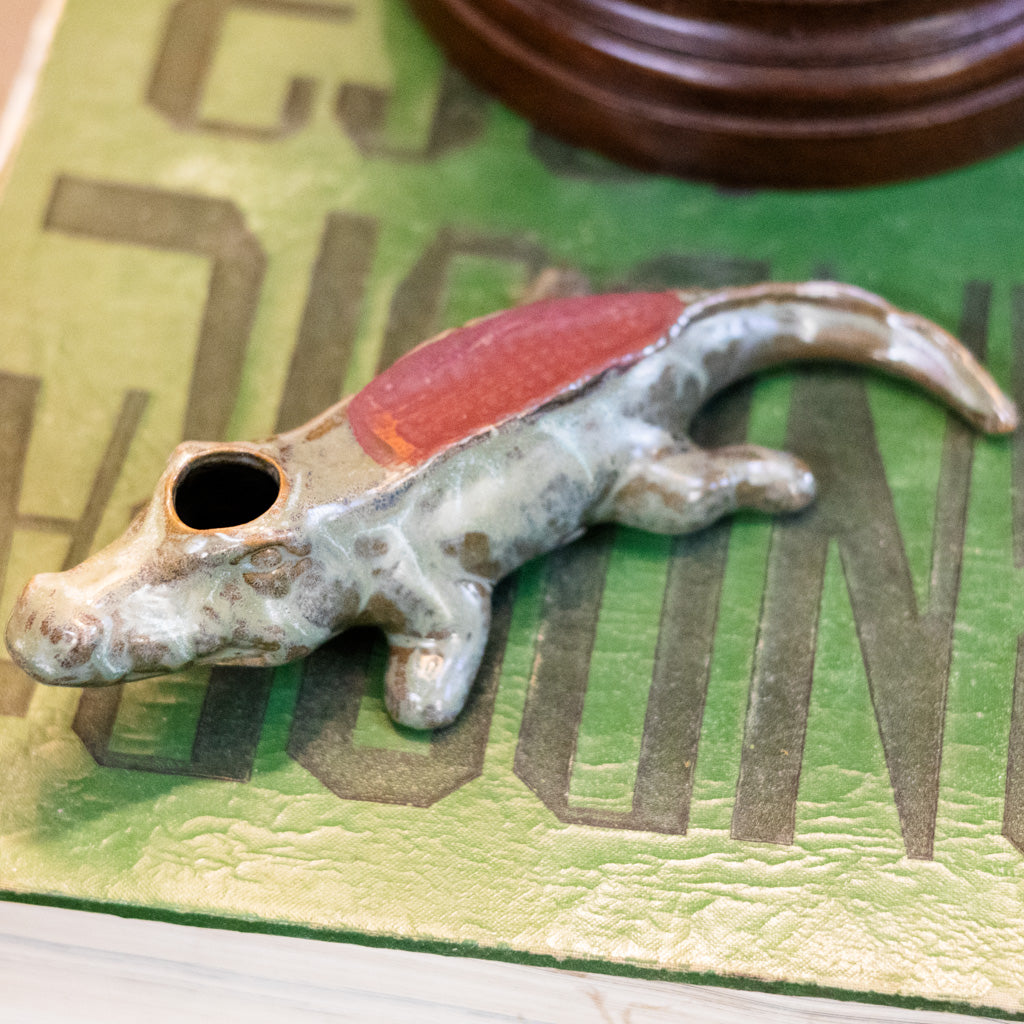 Stoneware Alligator Matchstick Holder with Striker