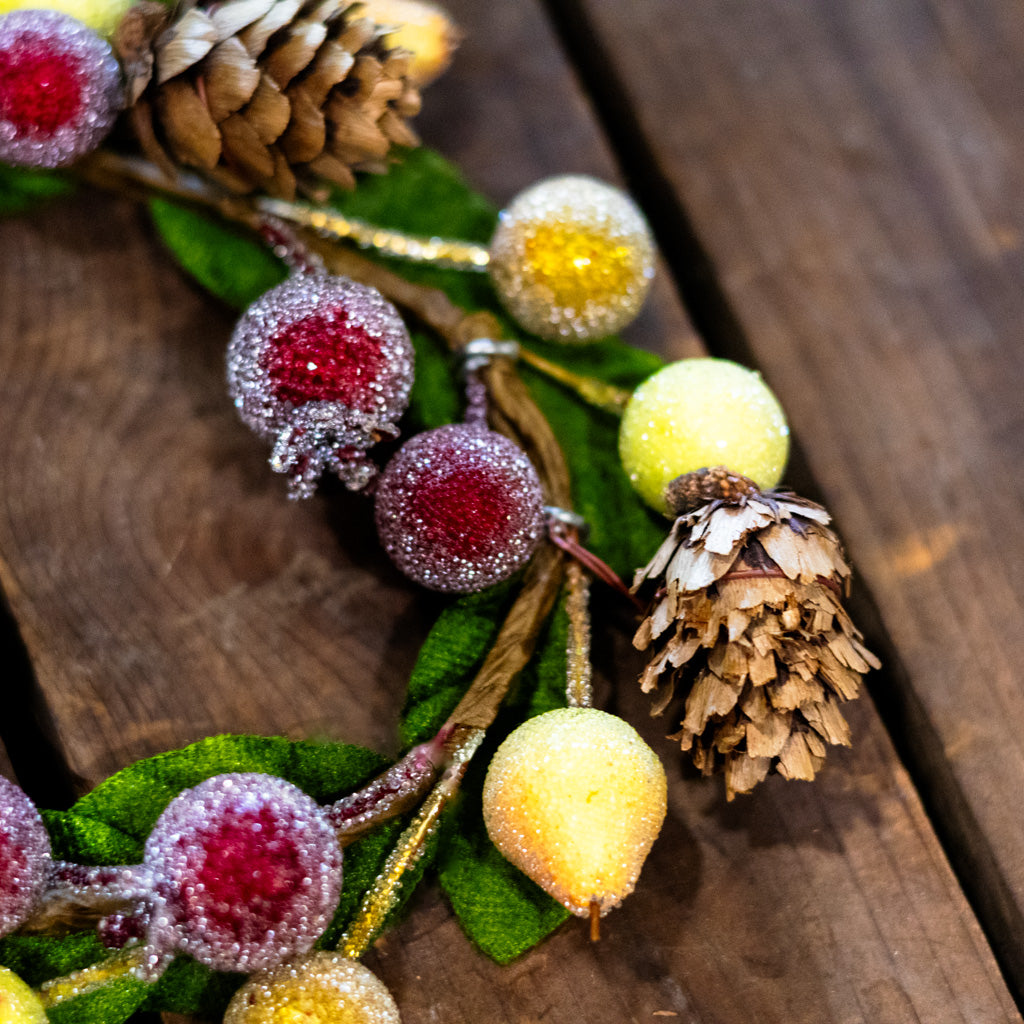Mini Della Robbia Fruit Pine Candle Ring