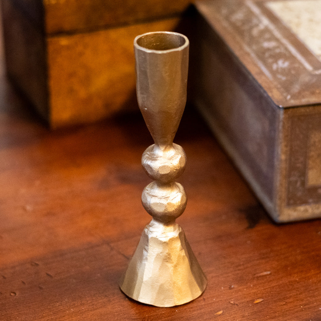 Round Hand-Forged Cast Iron Taper Holder Medium