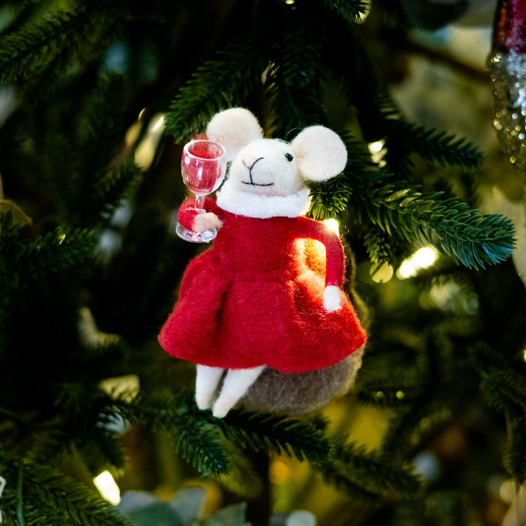 Felt  Mrs. Claus Mouse Sitting on Chair