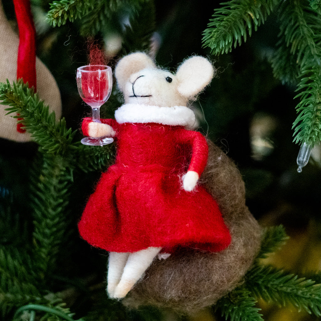 Felt  Mrs. Claus Mouse Sitting on Chair