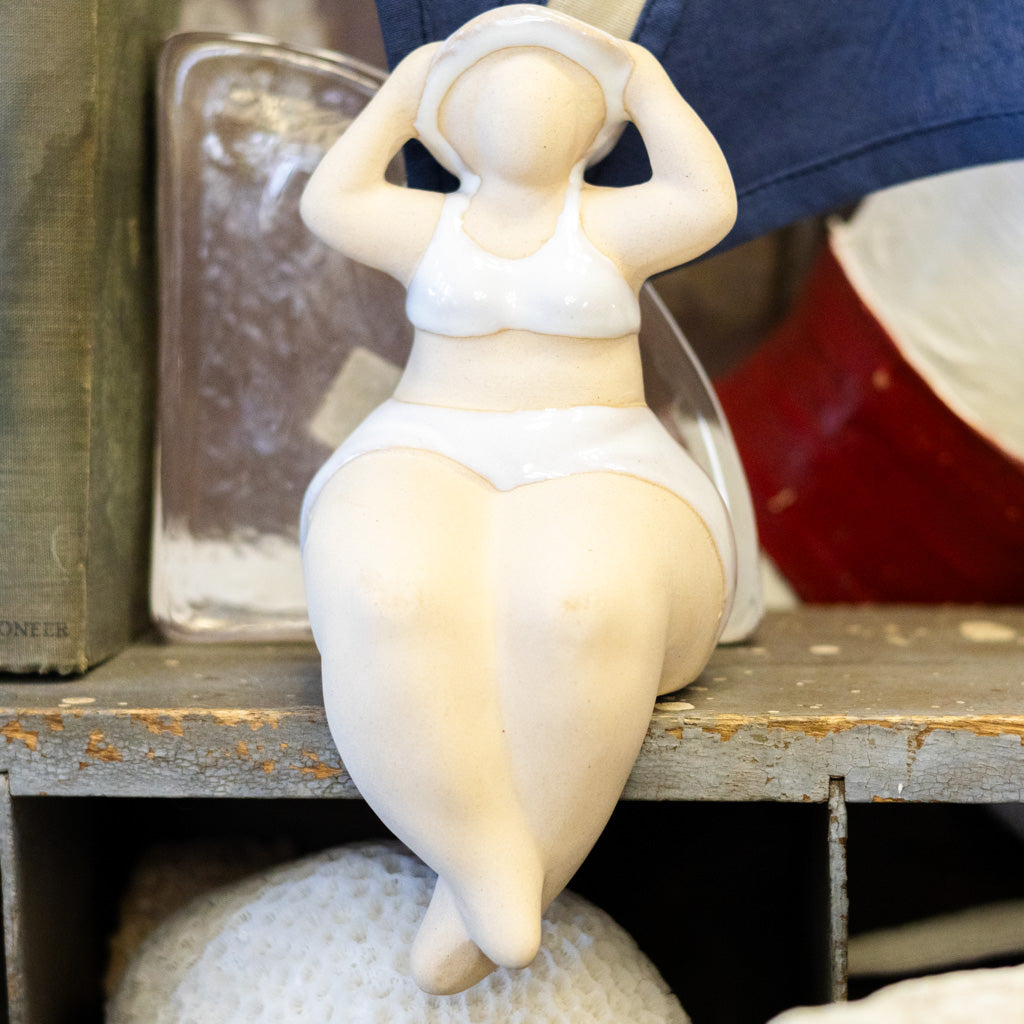 Sitting Sunbathing Lady Ceramic