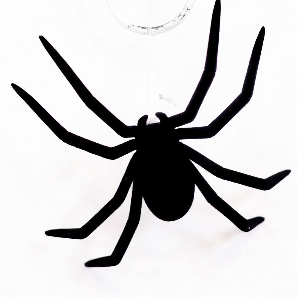 Flocked Black Plastic Spider