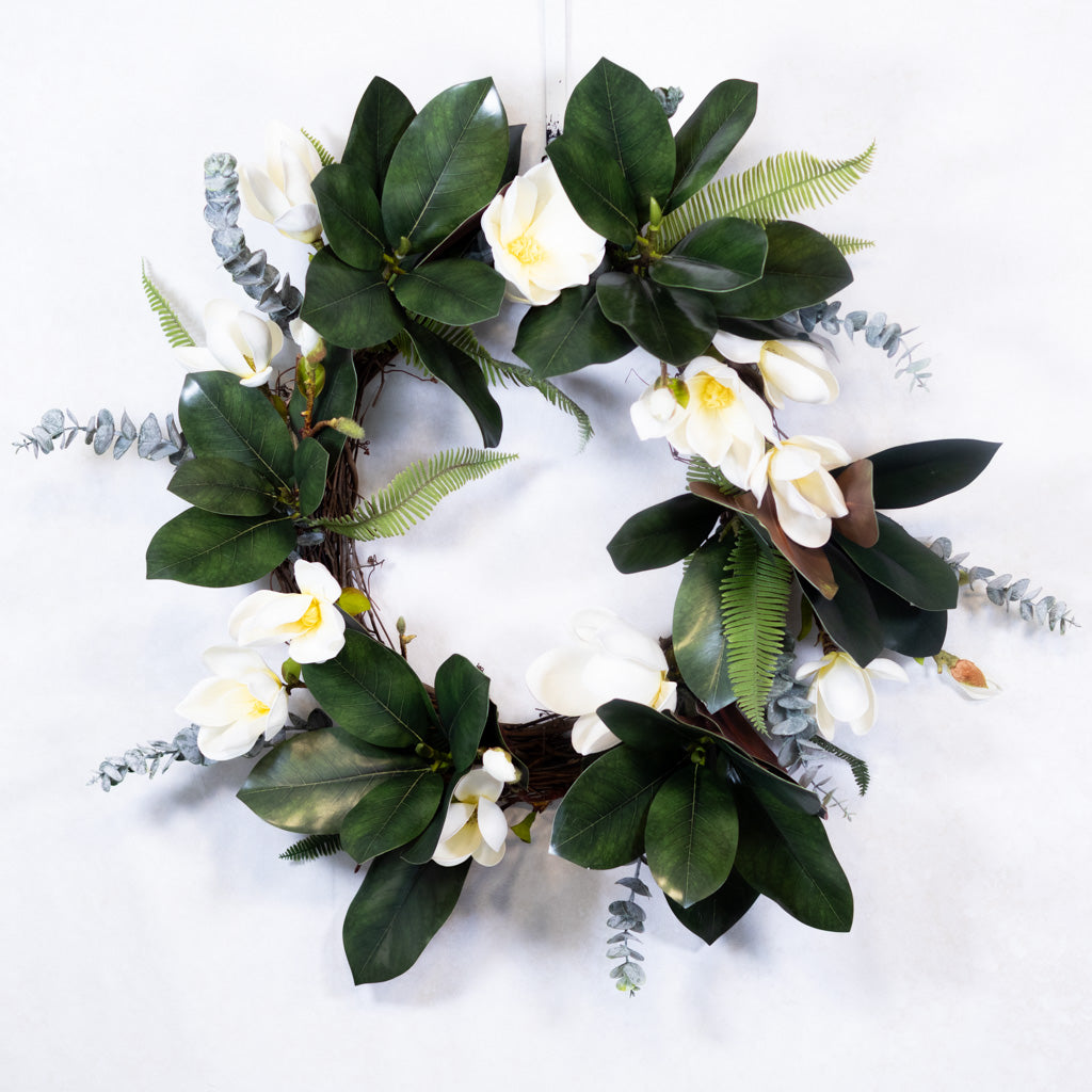 White Saucer Magnolia Wreath