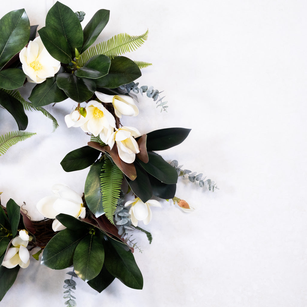 White Saucer Magnolia Wreath
