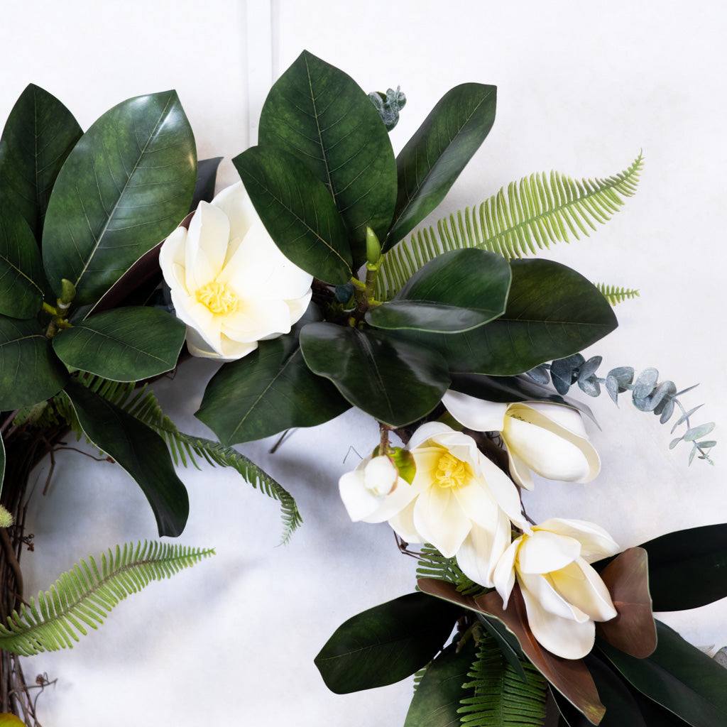 White Saucer Magnolia Wreath