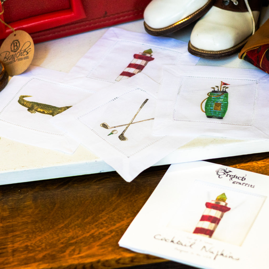 Set of Four Custom Cocktail Linen Napkin Set