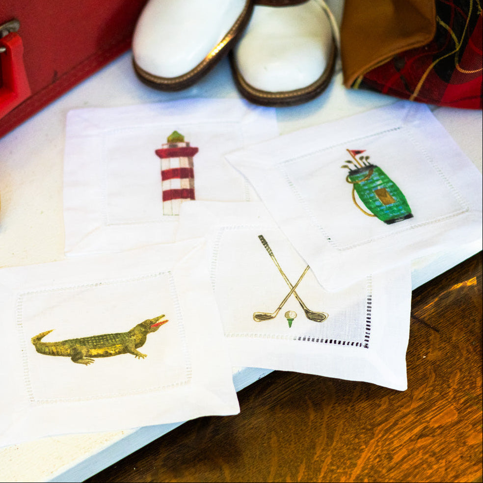 Set of Four Custom Cocktail Linen Napkin Set