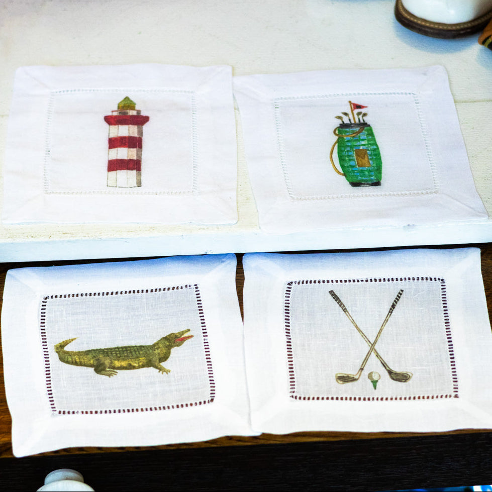 Set of Four Custom Cocktail Linen Napkin Set