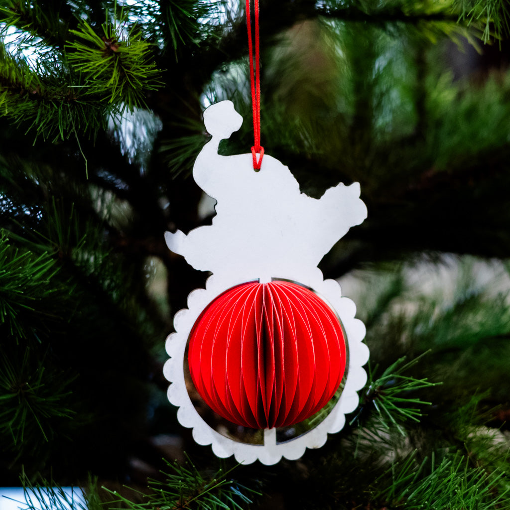 Vintage Honeycomb Open Arms Santa Ornament