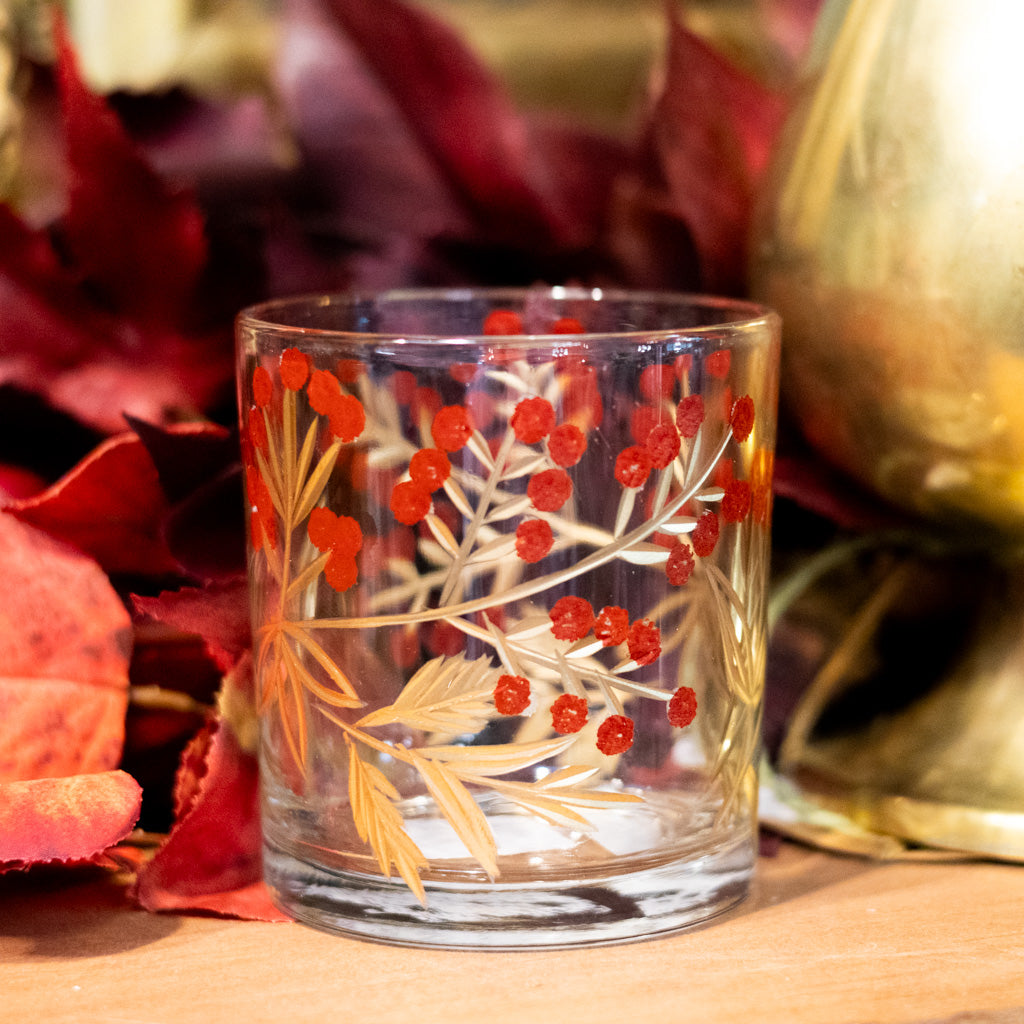 Hand-Painted Etched Glass Votive Holder