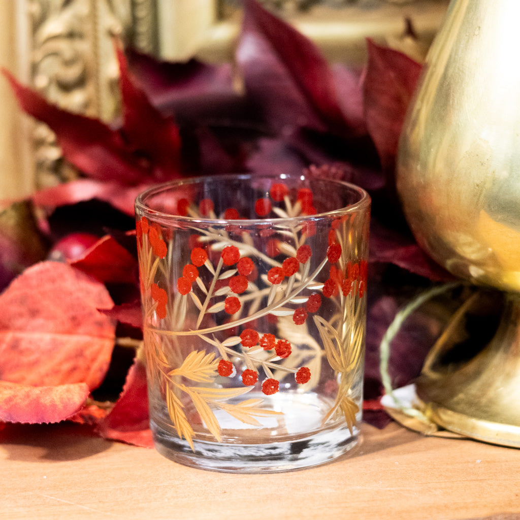 Hand-Painted Etched Glass Votive Holder
