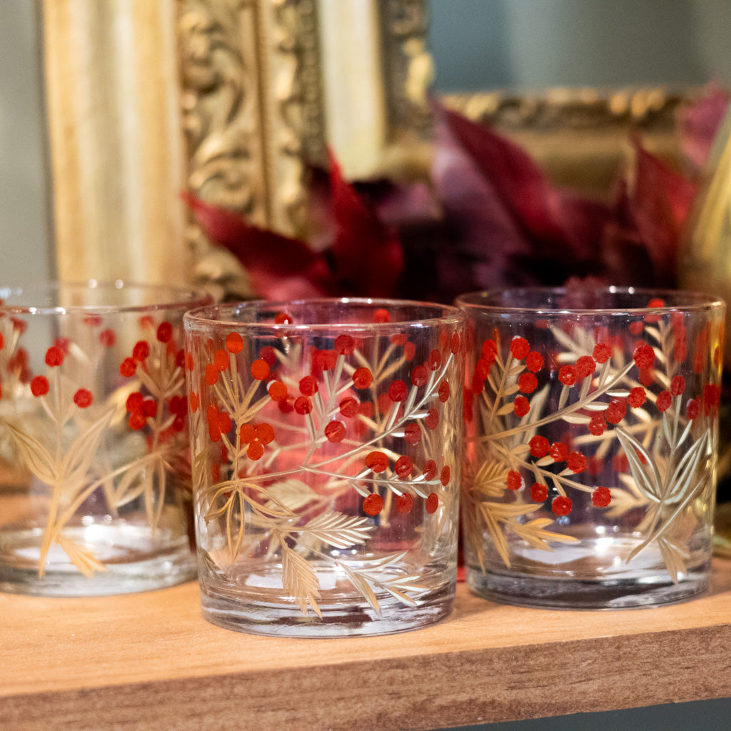 Hand-Painted Etched Glass Votive Holder