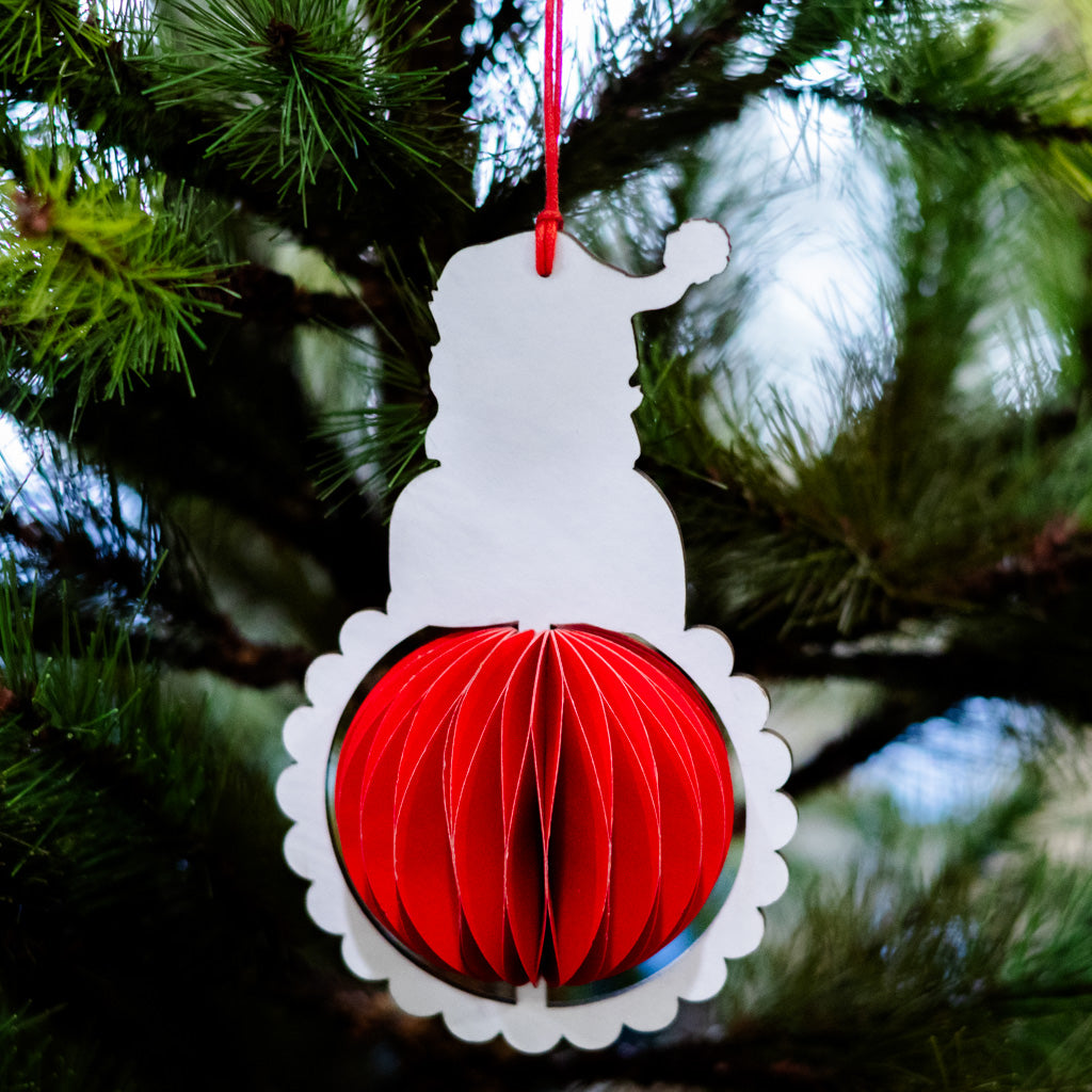 Vintage Honeycomb Tall Santa Ornament