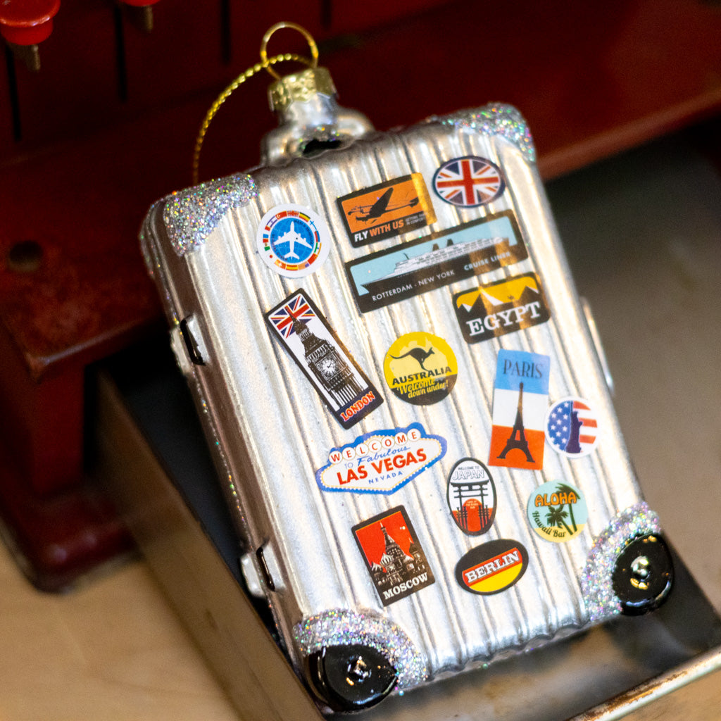 Jetsetter Suitcase Glass Ornament
