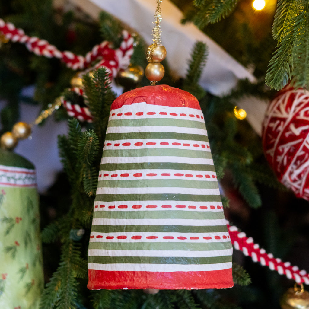 Pattern Lines Paper Mache Bell