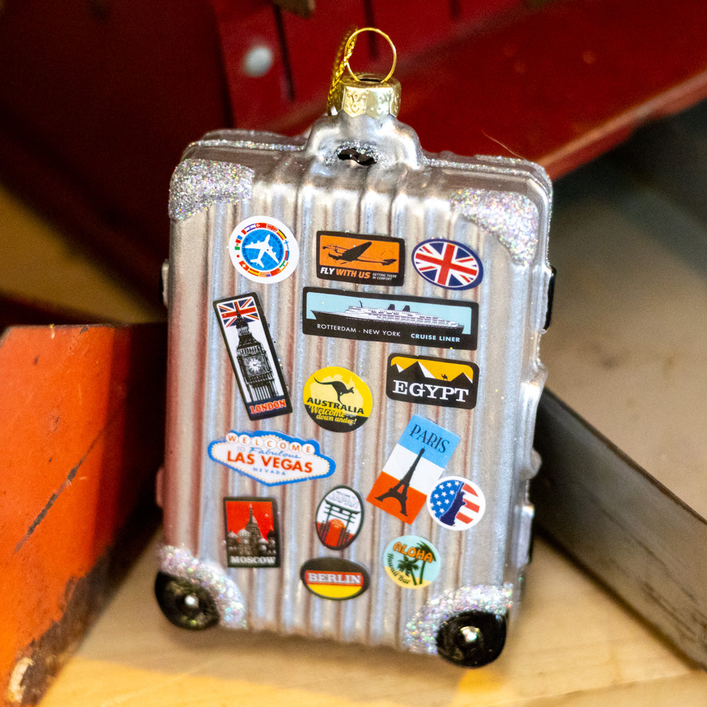 Jetsetter Suitcase Glass Ornament