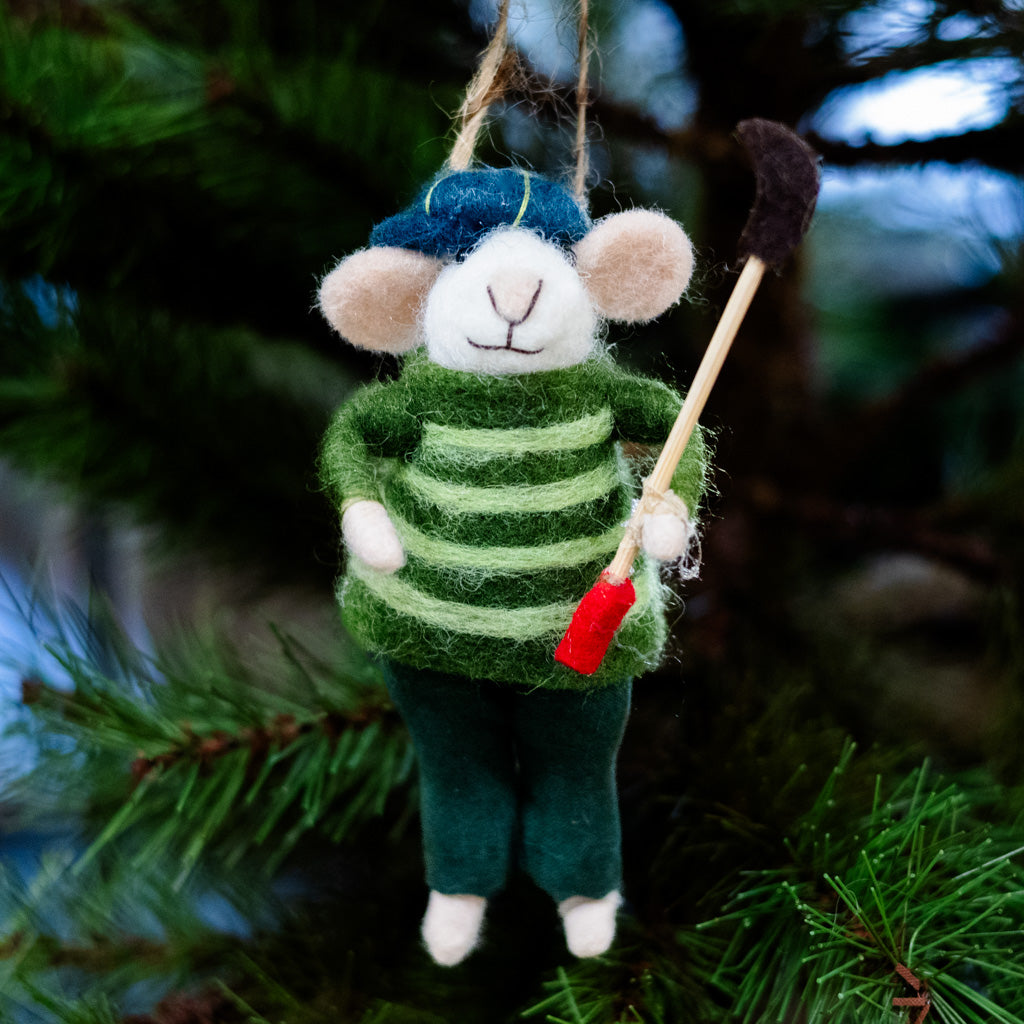 Wool Stripe Sweater Golfer Ornament