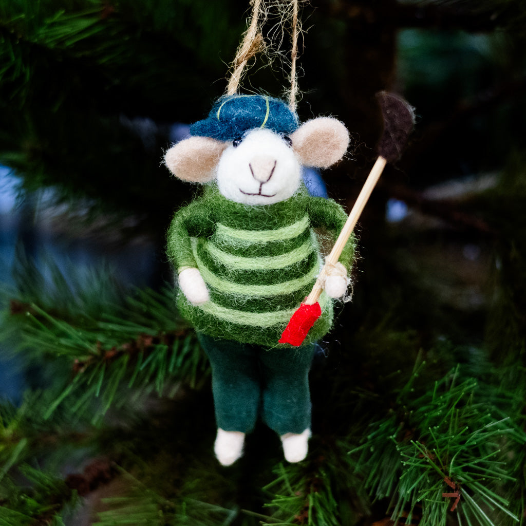 Wool Stripe Sweater Golfer Ornament