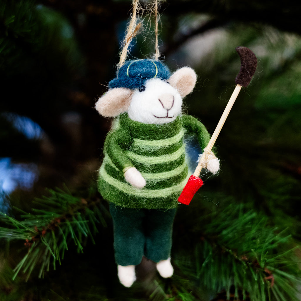 Wool Stripe Sweater Golfer Ornament