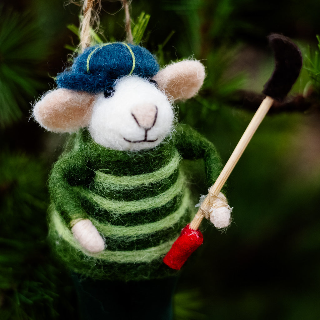 Wool Stripe Sweater Golfer Ornament