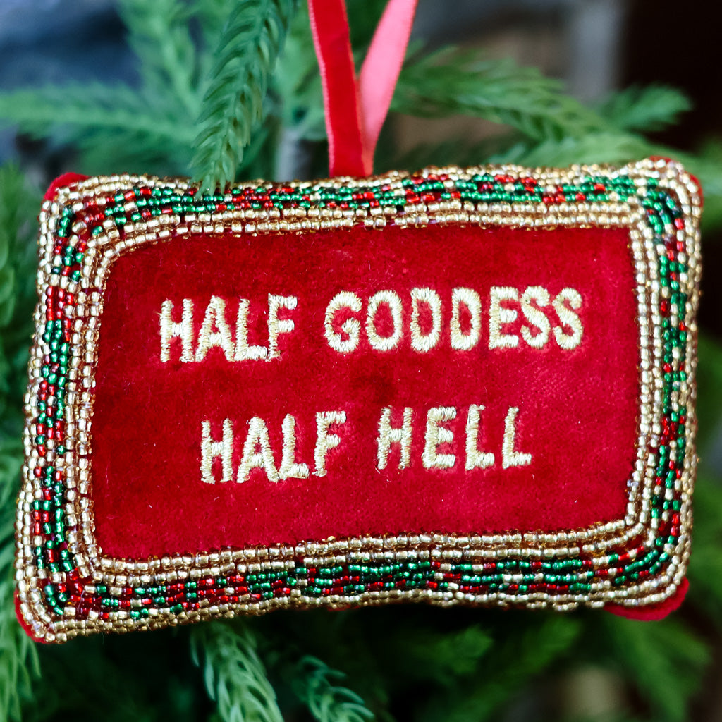 Cotton Velvet Pillow "Half Goodness Half"