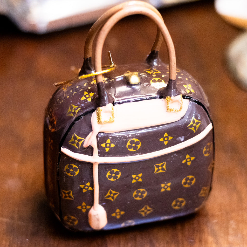 Luxury Brown Handbag Glass Onament