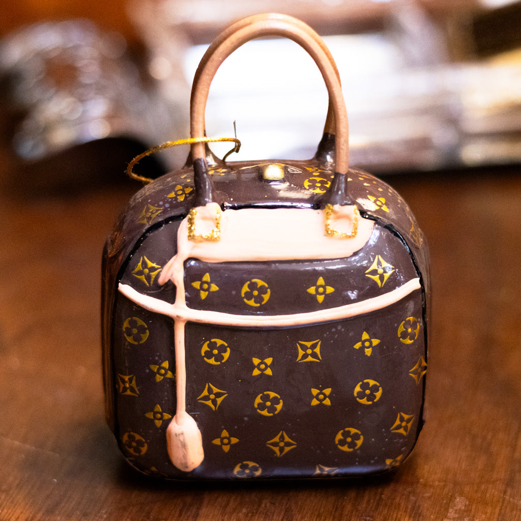 Luxury Brown Handbag Glass Onament