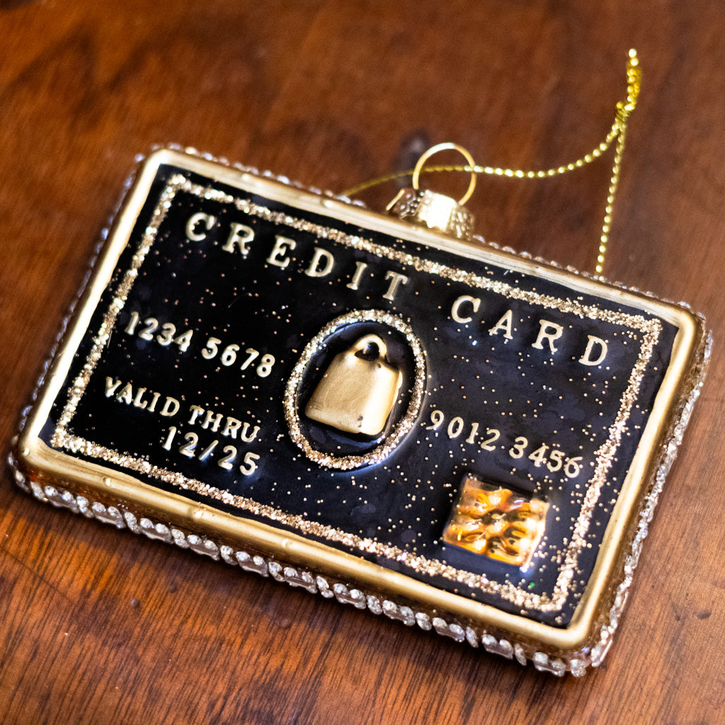 Black Credit Card Glass Ornament