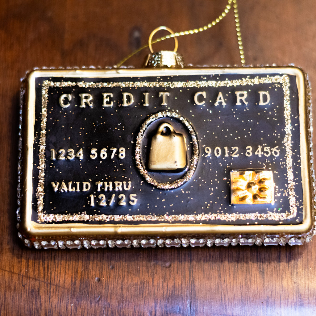 Black Credit Card Glass Ornament