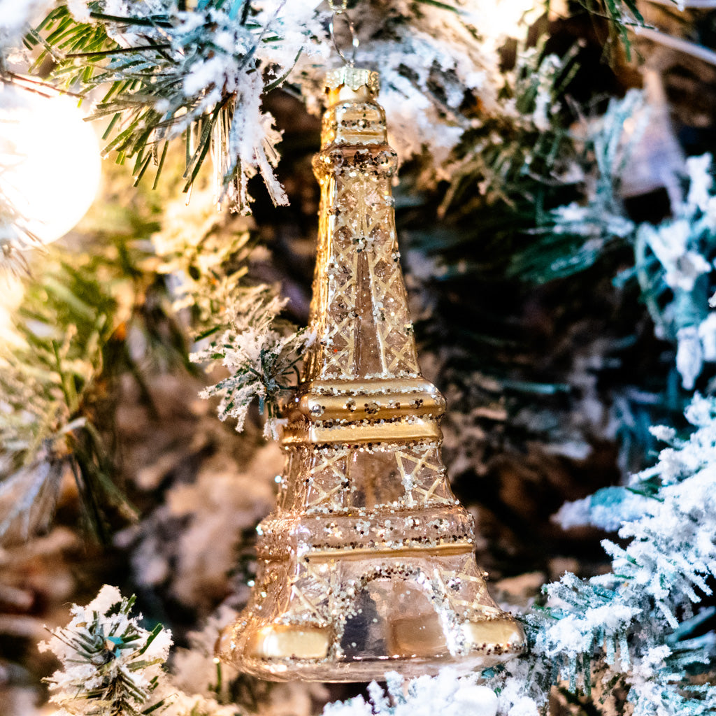 Clear Glass Gold Eiffel Tower Ornament