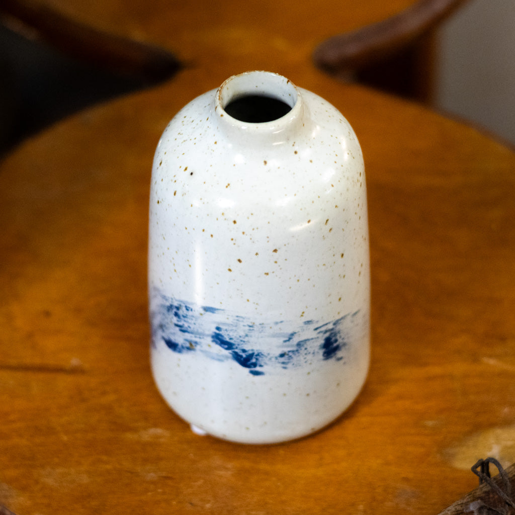 Stoneware Cream Blue Vase Tall