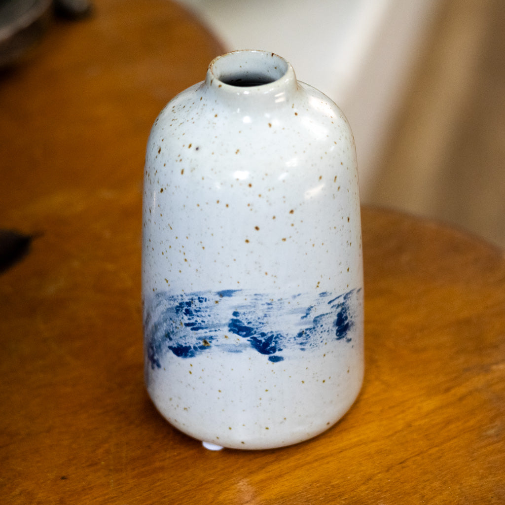 Stoneware Cream Blue Vase Tall