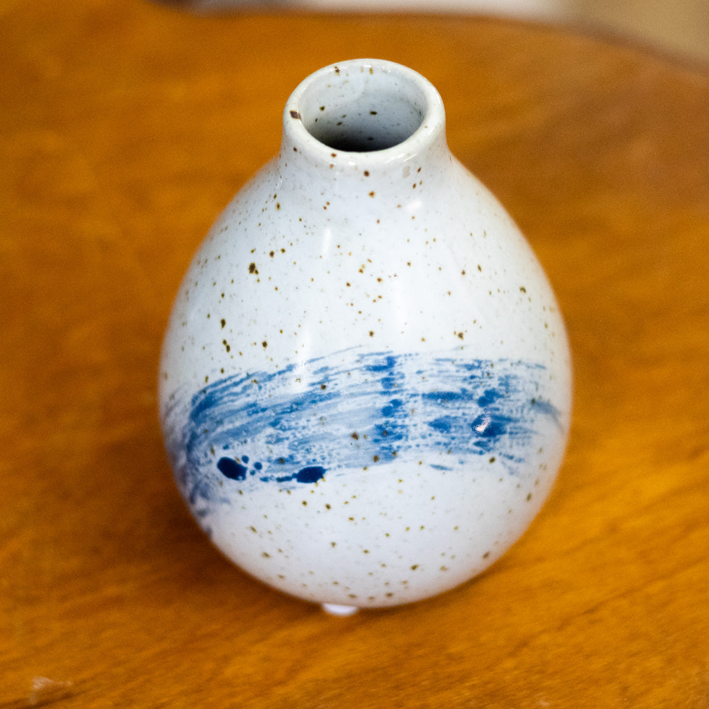 Stoneware Cream Blue Vase Medium