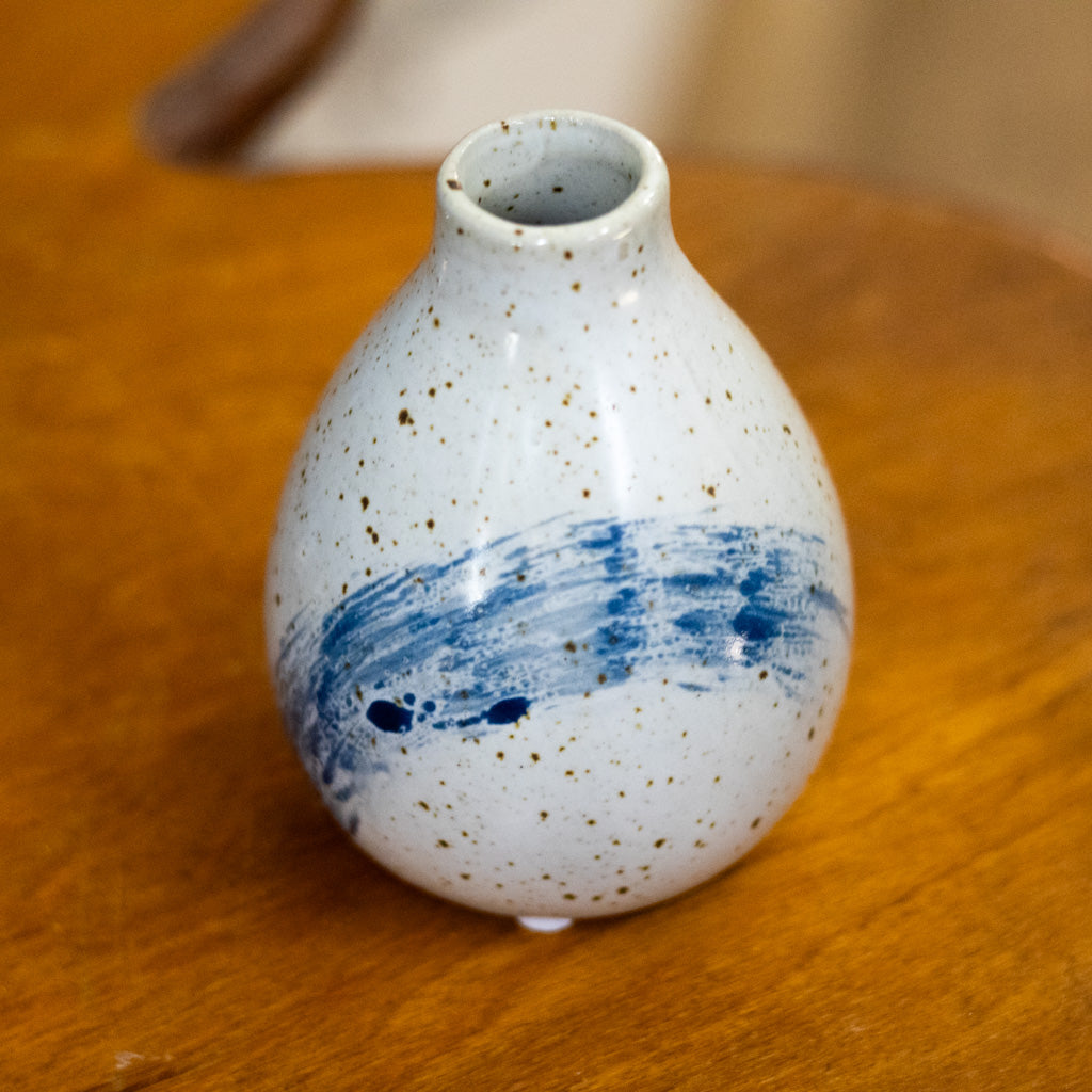 Stoneware Cream Blue Vase Medium