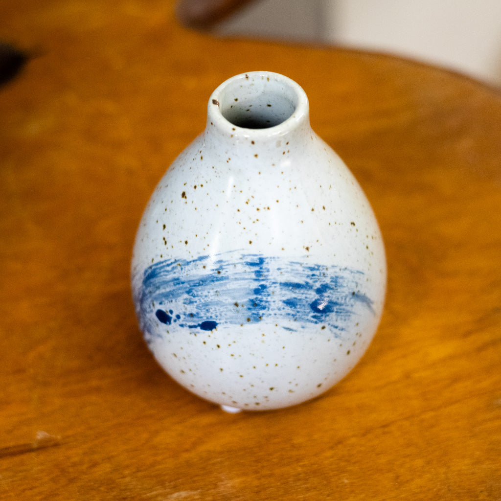 Stoneware Cream Blue Vase Medium
